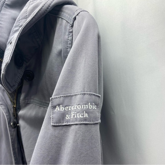 Abercrombie & Fitch Women’s Gray Utility Jacket Small Hooded Pockets PREPPY - Picture 12 of 15